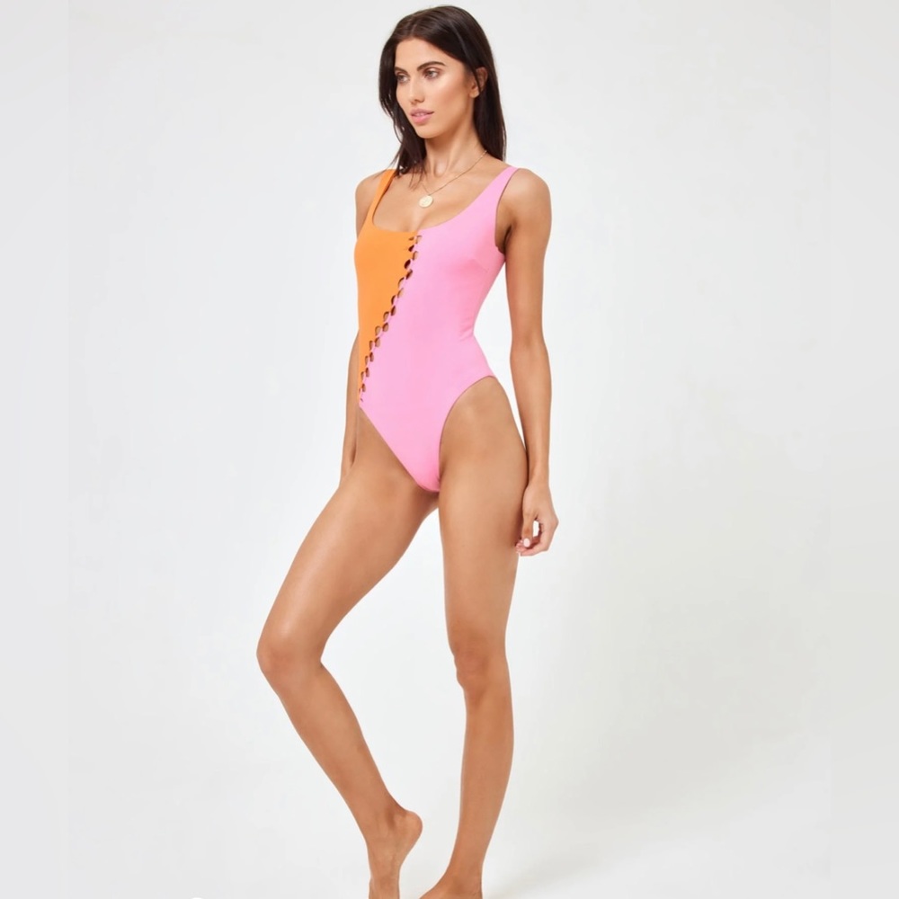 L*Space solstice one piece swimsuit in tangerine/guava NWT
